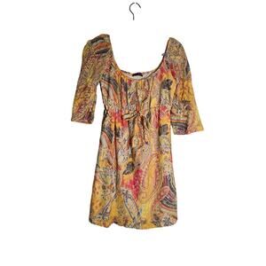 Women's Small Isle by Melis Kozan Paisley Boho Dress Funky Artsy Hippie Festival